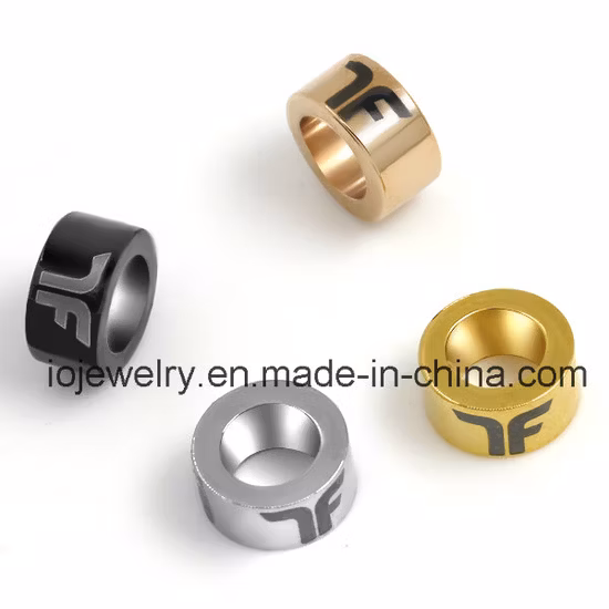 Custom Engraved Metal 18K Gold / Rose Gold / Silver / Black Tones Bracelet Charm Bead