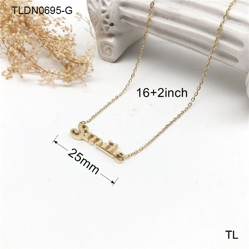 Manufacturer Custom Jewelry Tarnish Free Waterproof Name Plated Letter Necklace Women Jewellery Customized 14K 18K Gold Plated Stainless Steel Fashion Jewelry