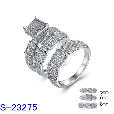 Anello di fidanzamento per matrimonio in argento sterling con diamante in rame e zircone all'ingrosso in fabbrica per le donne
