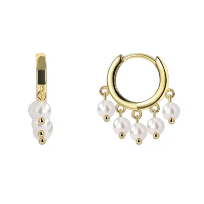 Orecchini a cerchio Huggie con perline in rilievo, perle in ottone placcato oro all'ingrosso alla moda per le donne